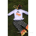 Girls Halloween clothes candy corn cute girls suit kids ruffle dot pant sets girls with matching necklace and bow set